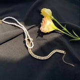 Pearl Crystal Choker Necklace Rhinestone Chain Statement Party