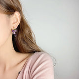 Purple Crystal Grape Earrings Clip-On for Women Girls