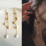 Retro Fairy Butterfly Tassel Clip-on Earrings No Piercing