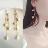 Retro Fairy Butterfly Tassel Clip-on Earrings No Piercing