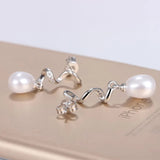 S925 Sterling Silver Spiral Pearl Earrings
