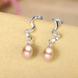 S925 Sterling Silver Spiral Pearl Earrings