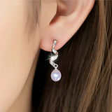 S925 Sterling Silver Spiral Pearl Earrings