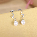 S925 Sterling Silver Spiral Pearl Earrings