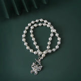 S925 Sterling Silver Butterfly Necklace with Zircon and Pearl