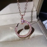 Geometric Nail Necklace with Cubic Zirconia Pendant
