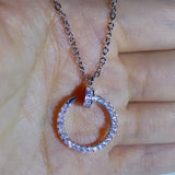 Geometric Nail Necklace with Cubic Zirconia Pendant