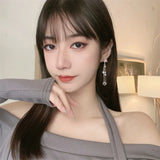 Shinny Star Tassel Earrings Ear Clips Pearl Star Clip on Earrings