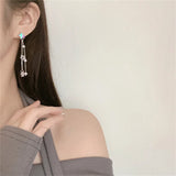 Shinny Star Tassel Earrings Ear Clips Pearl Star Clip on Earrings