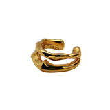 S925 Double Layer Hollow Ear Clip Female Irregular Texture Ear Clip