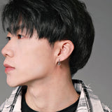 Pentagram Star Hoop Earrings Men's Hip hop Punk Party Jewelry