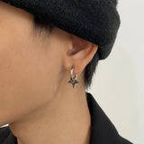 Pentagram Star Hoop Earrings Men's Hip hop Punk Party Jewelry