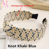 Solid Raffia Straw Headband Turban for Women