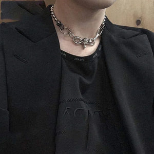 Korean-Style Steel Ball Stitching Chain Necklace Punk Hip-hop Disco