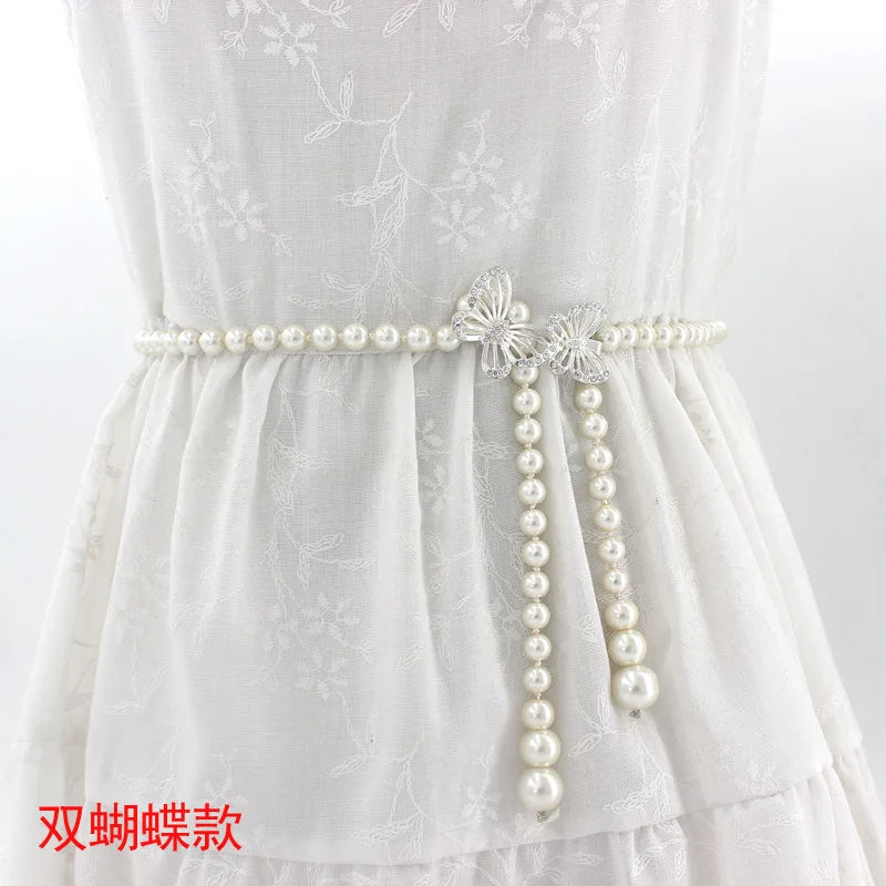 Sweet Bow Pearl Belts Waist Chain Wedding Accessories