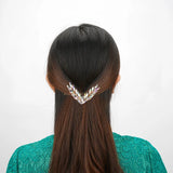 V-Shaped Rhinestone Side Clip Leaf Hairpin