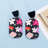 Vintage Flower Acrylic Earrings Creative Matching Party Christmas Gift