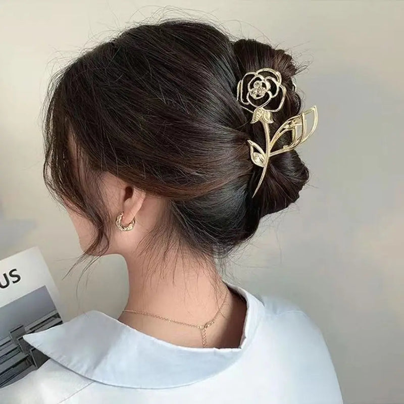 Rose Flower Large Hair Claw Hairgrip Sweet Girls Clip Hair Accessories