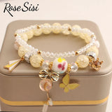 Butterfly Starfish Bracelet Set - Beads Elastic Jewelry for Women