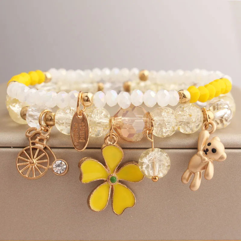 Butterfly Starfish Bracelet Set - Beads Elastic Jewelry for Women