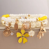 Butterfly Starfish Bracelet Set - Beads Elastic Jewelry for Women