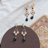Water Drop Crystal Clip Earrings for Women