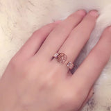 Crystal Rose Flower Rings 14k Plated Open Adjustable Ring