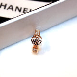 Crystal Rose Flower Rings 14k Plated Open Adjustable Ring