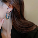 Big Colorful Rhinestone Circle Earring Bling Zircon Stud Earrings