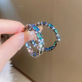 Big Colorful Rhinestone Circle Earring Bling Zircon Stud Earrings