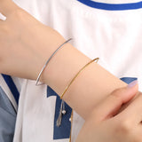 925 Sterling Silver Long Bar Charm Tassels Bracelet for Women Lady
