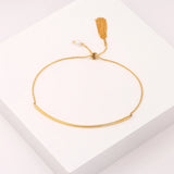 925 Sterling Silver Long Bar Charm Tassels Bracelet for Women Lady