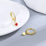 Red Heart Drop Earrings Zircon Women's Jewelry Romantic Gift