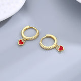 Red Heart Drop Earrings Zircon Women's Jewelry Romantic Gift