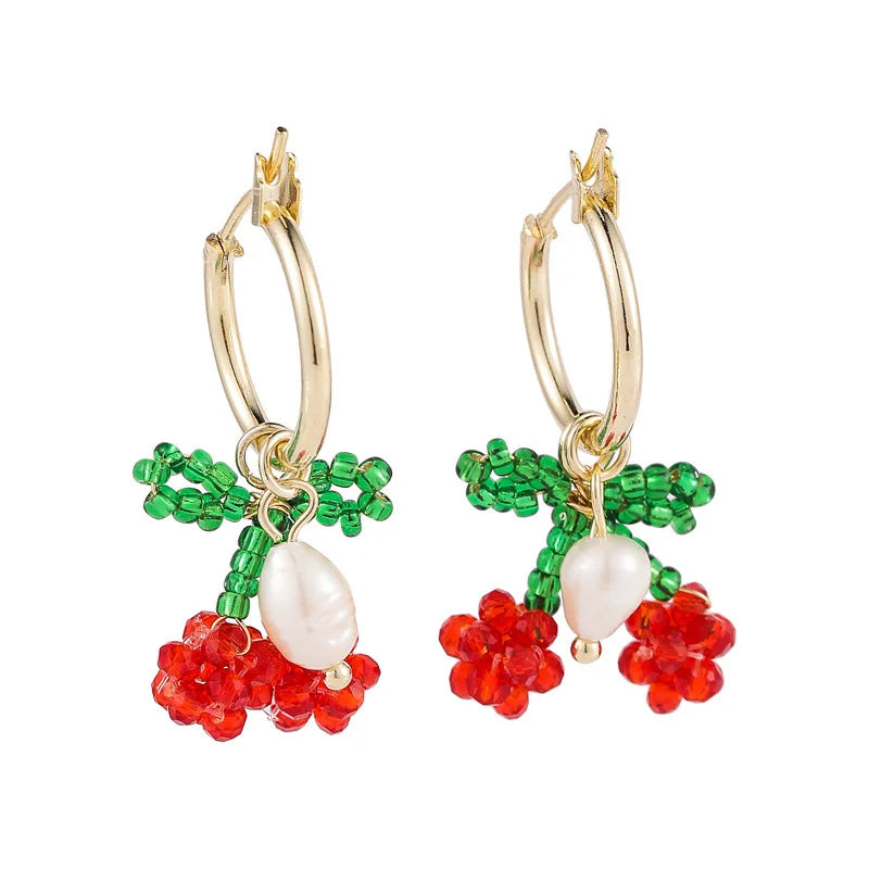 Sweet Beads Cherry Earrings for Women Girls Orange Lemon Drop Earrings