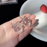 Pearl Strawberry Drop Earrings Red Acrylic Fruit Summer Jewelry