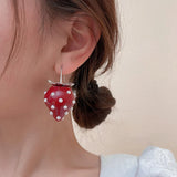 Pearl Strawberry Drop Earrings Red Acrylic Fruit Summer Jewelry