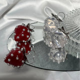 Pearl Strawberry Drop Earrings Red Acrylic Fruit Summer Jewelry