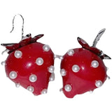 Sweet Red Strawberry Earrings for Women Girls Acrylic Fruit Jewelry