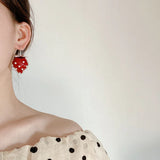 Sweet Red Strawberry Earrings for Women Girls Acrylic Fruit Jewelry