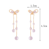 Tassel Zircon Bowknot Pearl Earrings for Women Fashion Charm Earrings