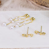 Tassel Zircon Bowknot Pearl Earrings for Women Fashion Charm Earrings