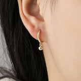 925 Silver Bead Tassel Drop Hoop Earrings For Women