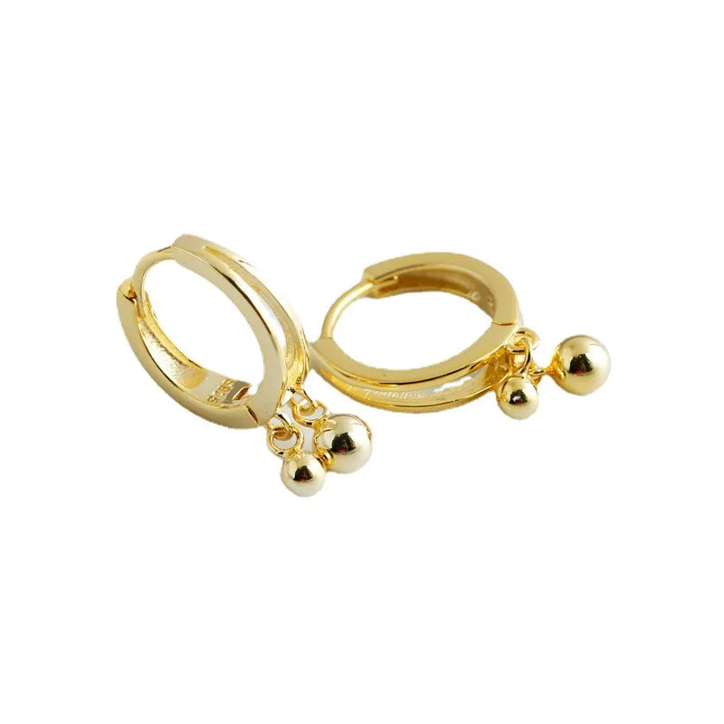 925 Silver Bead Tassel Drop Hoop Earrings For Women