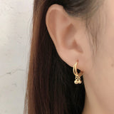 925 Silver Bead Tassel Drop Hoop Earrings For Women