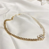 Vintage Pearl Camellia Necklace for Women