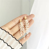 Crystal Beads Tassel Ear Clips Long Tassel Clip on Earring Without Piercing