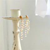 Crystal Beads Tassel Ear Clips Long Tassel Clip on Earring Without Piercing