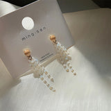 Crystal Beads Tassel Ear Clips Long Tassel Clip on Earring Without Piercing