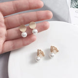 Sweet Girl Metal Round Pearl Clip Earrings